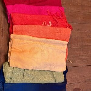 Lot of 7 scarves rainbow colours